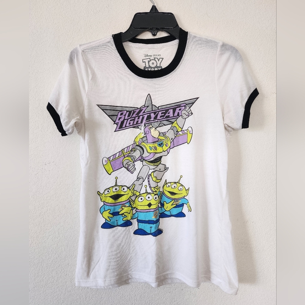 Disney Toy Story Buzz Lightyear Junior's T-Shirt White and Black Medium